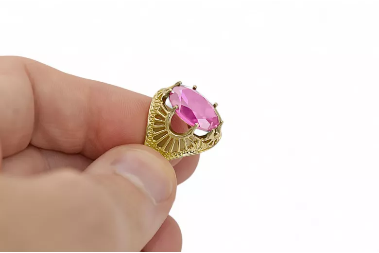 حرف يدوية فينتاج خاتم أميثست 14 كارت من الذهب الأصفر vrc003y